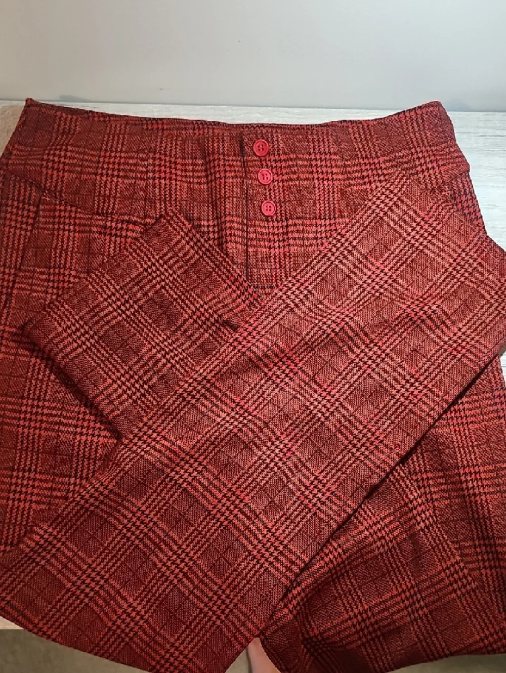 HALARA Red Plaid Skinny Pants - Picture 3 of 3